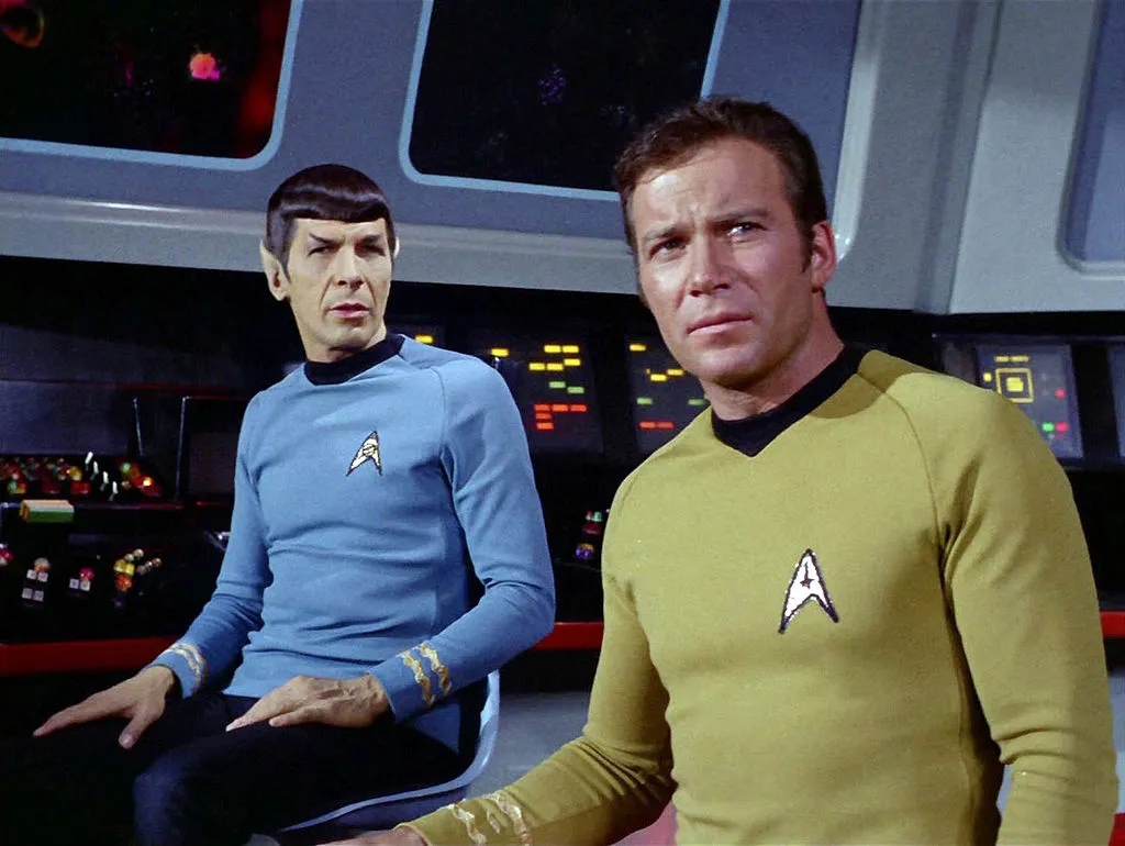 Captain Kirk, Spock, and the crew of the Starship Enterprise from Star Trek meet President Joe Biden